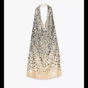 NWT Sequin Halter Backless Dress